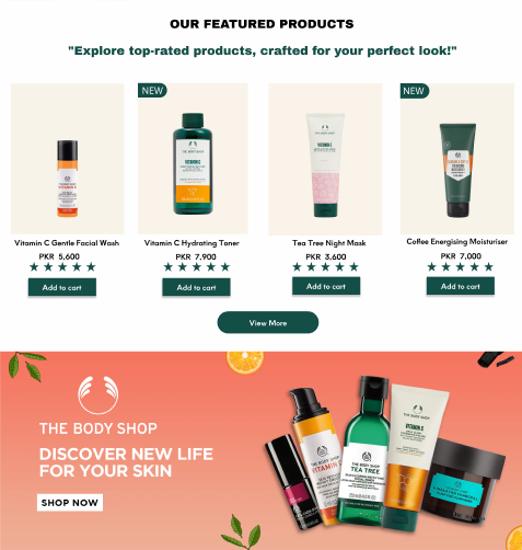 Body Shop E-commerce design